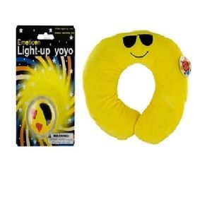 Emoticon Plush Neck Travel Pillow with Yoyo